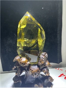 Retas augstas kvalitātes citronu crystal Tower dabas tīru, caurspīdīgu dzeltenu kristāla enerģijas punktu 4.2 kg