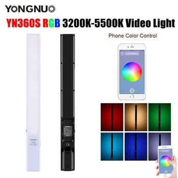 YONGNUO YN360s LED Video Fotogrāfija Gaismas 3200K-5500K RGB Krāsains Ledus Stick Profesionālo Foto Lampa ar APP Tālvadības pults