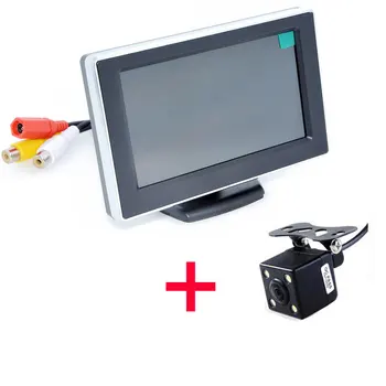 Karstā Automašīnas CCD Video Auto Novietošanas Monitors, LED Nakts Atpakaļgaitas Auto Atpakaļskata Kamera Ar 4.3 collu Automašīnu Atpakaļskata Spogulis Monitors