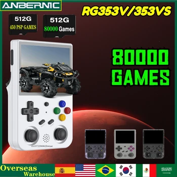 512G ANBERNIC RG353V RG353VS 3.5 COLLU 640*480 Retro Rokas Spēļu Konsoles, Linux Dual Sistēma, iebūvēta 20 Simulators 80000 Spēles