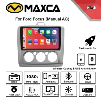 MAXCA 2 din 9 collu Ford Focus Bezvadu Carplay Android auto Auto Radio Multimediju Video Atskaņotājs