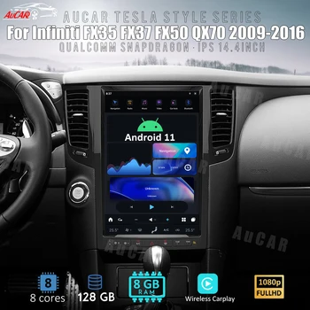 AuCar 14.4 Collu Tesla Android 11 Automašīnas Radio, GPS Navigācija, Galvu Vienība Infiniti FX35 FX37 FX50 QX70 2009-2016 DVD Atskaņotājs, Stereo