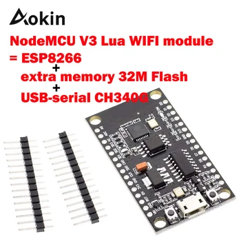 Nodemcu V3 Llu Wifi Moduļa Integrācija Esp8266 Papildus Atmiņas 32m Flash Usb-serial Ch340g Mezglu Mcu