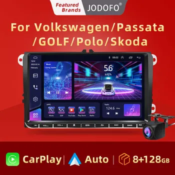 JODOFO 2 Din Android Automašīnas Radio, 9 Collu Carplay RDS AM, FM, Bluetooth, WiFi Multivides Autoradio VW Volkswagen Passat B6 B7 Skoda