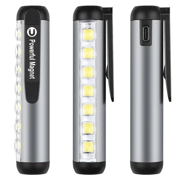 LED Gaismiņa Mini USB Uzlādējams Lukturis Ar Magnēta Klipsi Darba Gaismas Laternas Spilgti Kempinga Telts Zvejas Ūdensizturīgs Lukturis Lāpu