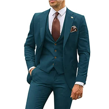 Klasiskās Vīriešu Uzvalku Kāzu 3 Gabals Slim Komplekts Groomsmen Kāzu Kleitu Labākais Cilvēks Personu Valkāt Bussiness Uzvalki Plus Lieluma Vīriešiem