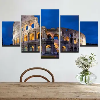 Nav Ierāmētas Gleznas 5gab Kolizejs Flavian Amfiteātris Romā, Itālijā Mākslas Plakāti Bildes Mājas Dekori Gleznas Rotājumi