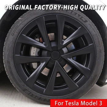 4GAB Tesla Model 3 dekoratīvie diski 18 Collu Matēts Melns Basde par Model S Pleds Stila Riteņu Rumbas Vāciņu Klp Fit 2017-2023 (Arachnid Stils)