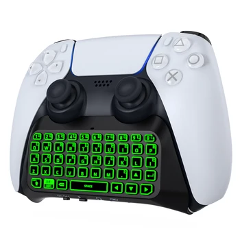 MoKo Tastatūra PS5 Kontrolieris ar Zaļo Apgaismojumu,Bluetooth Bezvadu Mini Tastatūra Chatpad Playstation 5,Iebūvēts Skaļrunis