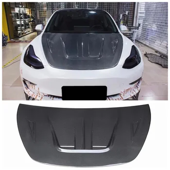 Par Tesla Model 3 2018-2022 Augstas Kvalitātes Oglekļa Šķiedras Priekšējā Motora Pārsega Ventilācijas Spoilers Vāciņu