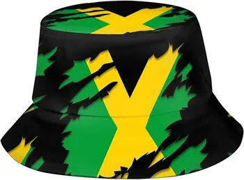 Jamaikas Karoga Jamaikas Spaiņa Cepuri Platām Malām UV Aizsardzību, Saules Cepure Packable Āra Zvejas Cepures Vīriešiem Sievietēm