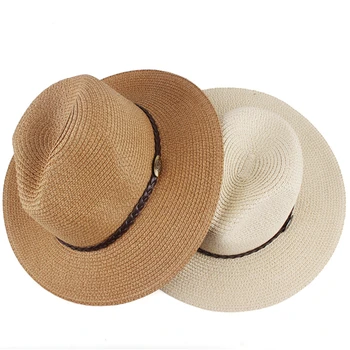 Sieviešu Vasaras Panamas Cepures Platām Malām, Salmu Saules Cepuri, Pludmales Cepure Vīriešu Modes UV Aizsardzību, Fedoras Klp Ceļojumu Unisex