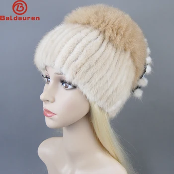 2023 Jaunu Stilu Dabisko Ūdeļu Kažokādu Cepures Sieviešu Modes Ziemas Augstas Kvalitātes Trikotāžas-Adītas Kažokādas Cepures Biezs Silts Krievijas Sieviešu Cepure