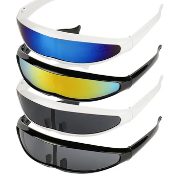 Personības Spoguļu Objektīvs Sejsegu Saulesbrilles Lāzera Brilles Futūristisks Šauru Nerd Brilles UV400 darbojas riteņbraukšanas saulesbrilles
