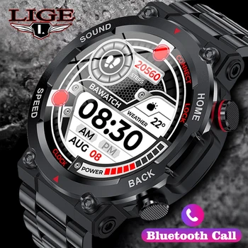 LIGE AMOLED Bluetooth Zvanu Vīriešu Smartwatch 400mAH ar skārienekrānu Miega sirdsdarbība IP68 Ūdensnecaurlaidīga Jaunu Smart Sporta Pulksteņu Vīriešiem