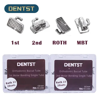 20Sets/80pcs Ortodontijas Zobu Vaiga Caurules Zobārstniecības 1 2 Molārā Bondable Monobloks nekonvertējamās Caurules 0.022 Roth MBT
