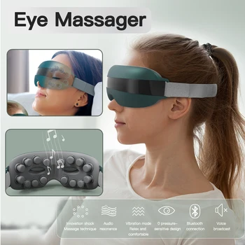 4D Karstā Smart Acu Massager Vibrācijas Bluetooth Mūzikas Masāžas Līdzeklis Aprūpes Acu Masāža Atpūsties, Mazināt Nogurumu Acu Brilles Silikona