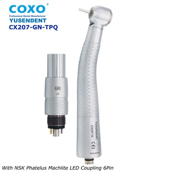 COXO Zobu ātrgaitas Handpiece LED Optiskās Šķiedras Gaisa Turbīnu 6 Ceļu Spray Spiediet Pogu Fit NSK Multiflex Savienotājs