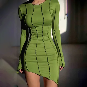 Sieviešu kleita līdz 2023. gada rudenī jaunu cieto krāsu O Kakla Soma Hip Slim, sexy Nelegālo vestidos modes pusei Dāmas Bodycon kleitas MsChuh
