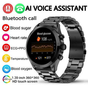 Bluetooth Zvanu Smartwatch Fitnesa Tracker Glikozes Mērītāju Termometrs Veselības Skatīties EKG+PPG Asins Glikozes Smart Skatīties Vīrieši Apple