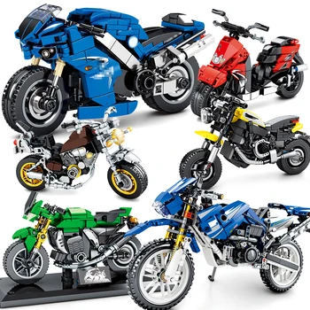 Motociklu Sacīkšu komplekti bezceļu Transportlīdzekļa modelis Celtniecības ķieģeļi, Moto Ātrums Čempioni Sporta Pilsēta Bloki Motociklu
