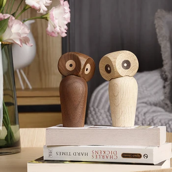 Jauki Modes Pūce Putnu un Dzīvnieku Figūriņas Dekori Mājas Dzīvojamās Istabas Plaukta Dabas Miniatūra Woodcraft ir Populārs Cute Kazlēnu Dāvanas