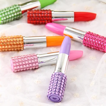 12pcs Diamond lūpu krāsu pildspalvas, kancelejas mini lūpu modes stila lodīšu pildspalvu skolas piederumi