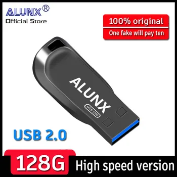 ALUNX 100% Oriģinālas Pendrive 128Gb Atmiņas karti memory Stick 32Gb 4Gb Metāla Usb Flash Disks 128Gb Pen Drive 64 Gb, 8 gb, 16 Gb Usb Stick