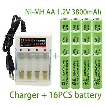 Jaunā AA 1.2 V 3800mAh akumulators Ni-MH akumulatoru Rotaļlieta, Tālvadības pults, Akumulatori AA 1.2 V akumulators+Lādētājs