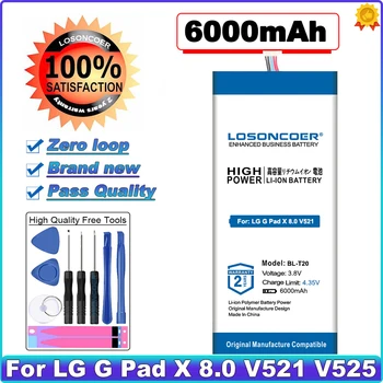 LOSONCOER 6000mAh Par LG G Pad X 8.0 V521 V525 V520 Galda PC Jaunāko Ražošanas Augstas Kvalitātes Akumulatoru Bezmaksas rīkiem BL-T20 Akumulators