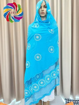 luksusa lielisks Augstas Kvalitātes Āfrikas Sieviešu Kokvilnas Šalle Dubaija Islāma Hijab Izšūt Šalle ar Pušķi Smags Kokvilnas Liela Šalle