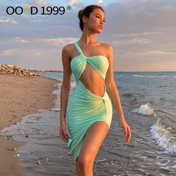 2023 Dobi Vienu Plecu Kleita Sievietēm Vasarā Bez Piedurknēm Backless Bodycon Seksīga, Elegants Puse Clubwear Kleita