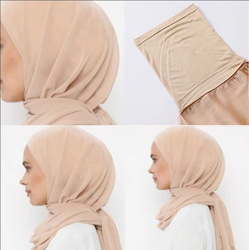 Ramadāna-Musulmaņu Modes Hijab ar Undercap Pievienots, Šifona Šalle Instant Hijab Musulmaņu Sieviešu Headwrap Šalles Turban