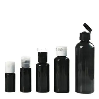 Tukša Plastmasas Pudele 50ml Pārsegu Kosmētikas Konteineru Pārskatāmu Vāku, Plastmasas Pudele 100ml Tukšs Melns Plastmasas Pudeles 100gab