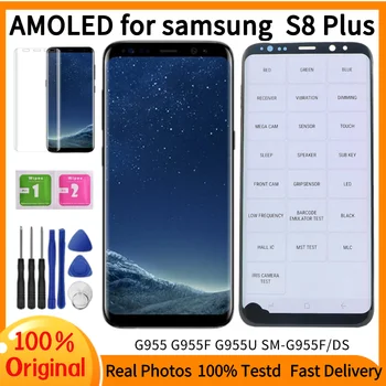 Sākotnējā Displejs Samsung Galaxy S8 LCD Plus skārienekrāns Digitizer Displejs S8 Plus G955 G955F AMOLED Ekrānu Nomaiņa