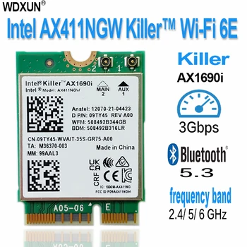AX 1690i Wi-Fi 6E AX411 intel Killer AX1690i WIFI 6E Ātrums 2.4 gb / s 802.11 ax 2.4/5/6GHz Bluetooth 5.3 BT5.3 AX411NGW
