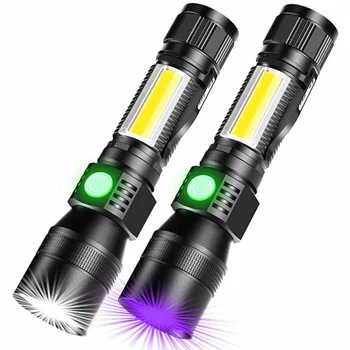USB Lādējamu Lukturīti UV Lukturīti Scorpion Medību Sarkanās Gaismas Ultravioleto Balta, Spilgti 7 Funkciju Zoomable COB Lukturīti