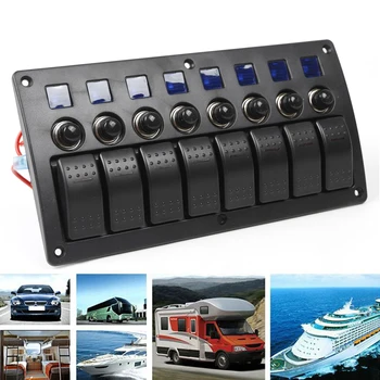 8 Banda Ūdensizturīgs Auto Auto Laivu Jūras LED Šūpuļzirgs Slēdzis Panelī Circuit Breakers