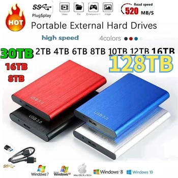 Portatīvie High-speed 1 TB 2 TB SSD disks 8TB Ārējo Cieto Disku Mass Storage USB 3.0 Interfeiss Uzglabāšanas portatīvie datori Datoru, Notebook