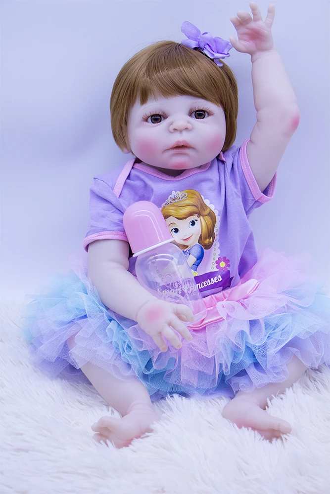 2023Hot Pārdošanas Bebe Lelle Atdzimis Toddler Meitene, brūni mati Princese Ļoti spilgti silikona Ķermeņa Jauki Lelle Nekustamo Pieskarties Rotaļlietai Dāvanu