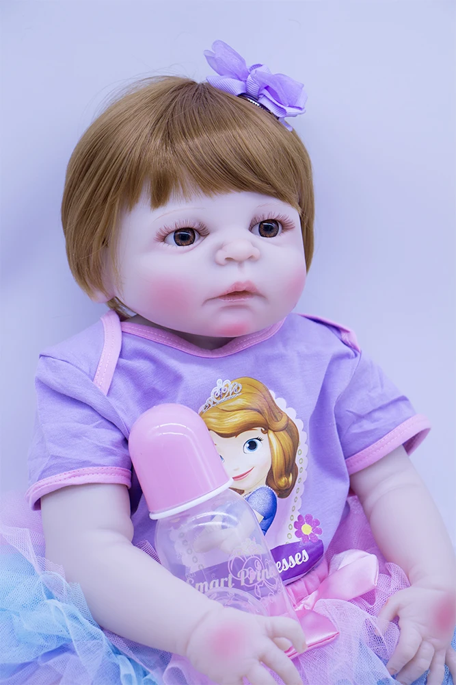2023Hot Pārdošanas Bebe Lelle Atdzimis Toddler Meitene, brūni mati Princese Ļoti spilgti silikona Ķermeņa Jauki Lelle Nekustamo Pieskarties Rotaļlietai Dāvanu
