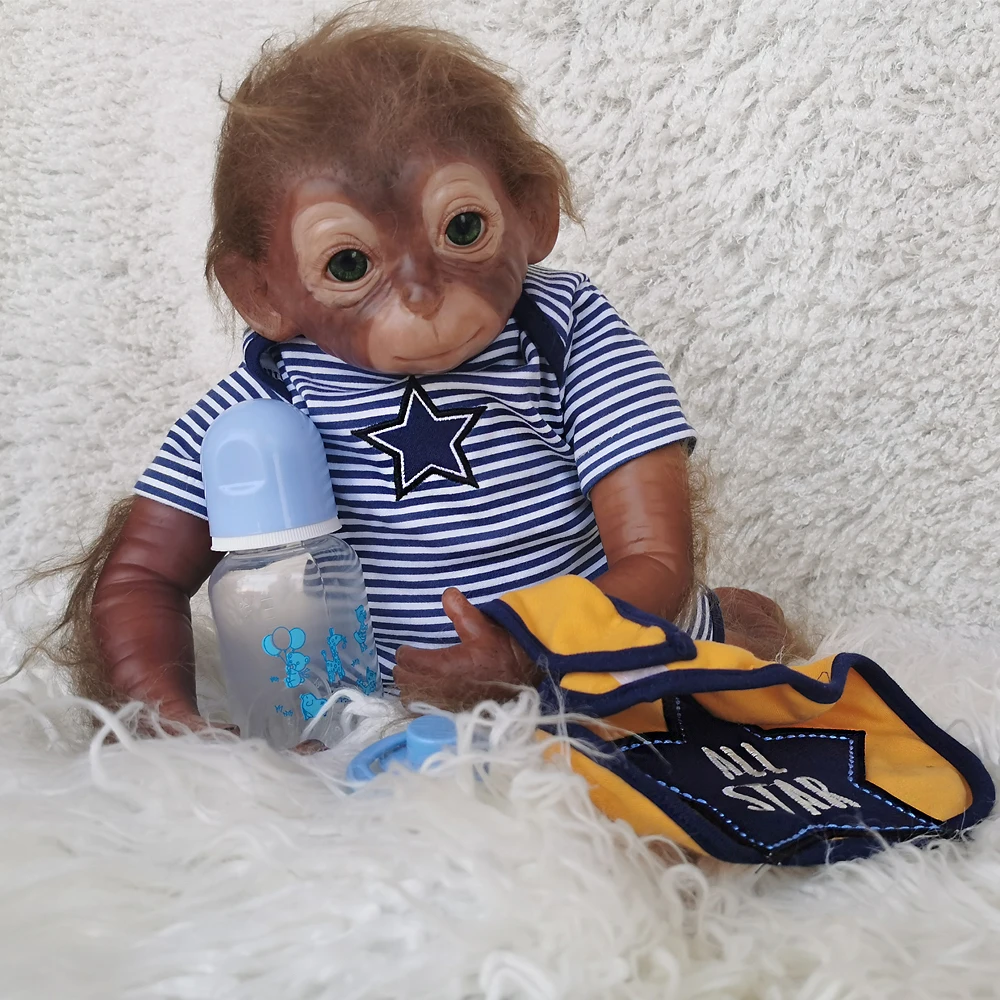 50cm Atdzimis Lelle mini monkey bērnu Silikona Baby Lelle, Rotaļlieta, Spilgti Jaundzimušajiem Lelles Jauku Ziemassvētku Dāvanu-Rotaļlietas Bērniem zēns
