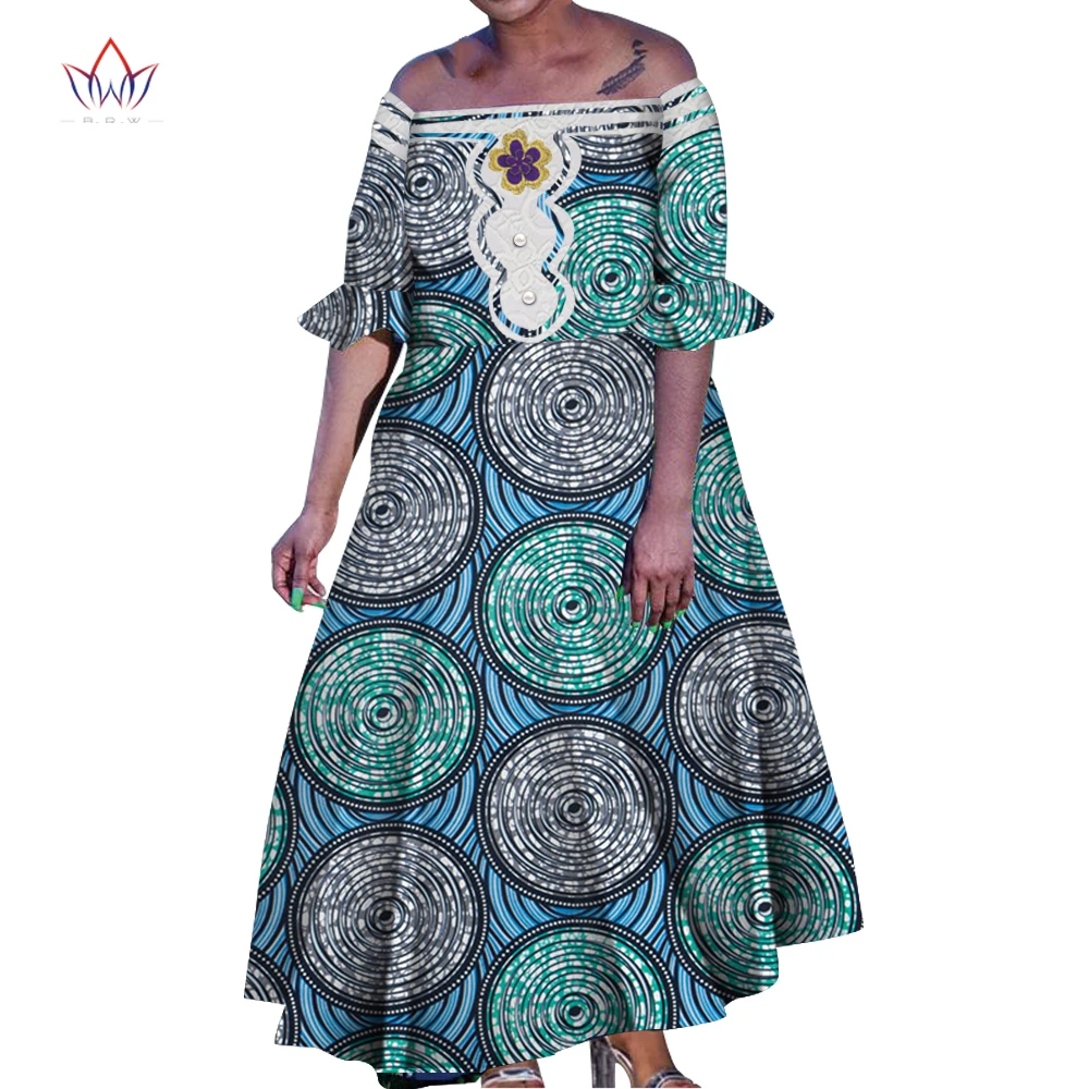 Eegant Puse Kleitas Sievietēm 2023 Izlīdzināšanu Piedurknēm Āfrikas Plus Lieluma Kritums Apģērbu, Sieviešu Bohēmijas drukāt Ilgi Audzē WY5157