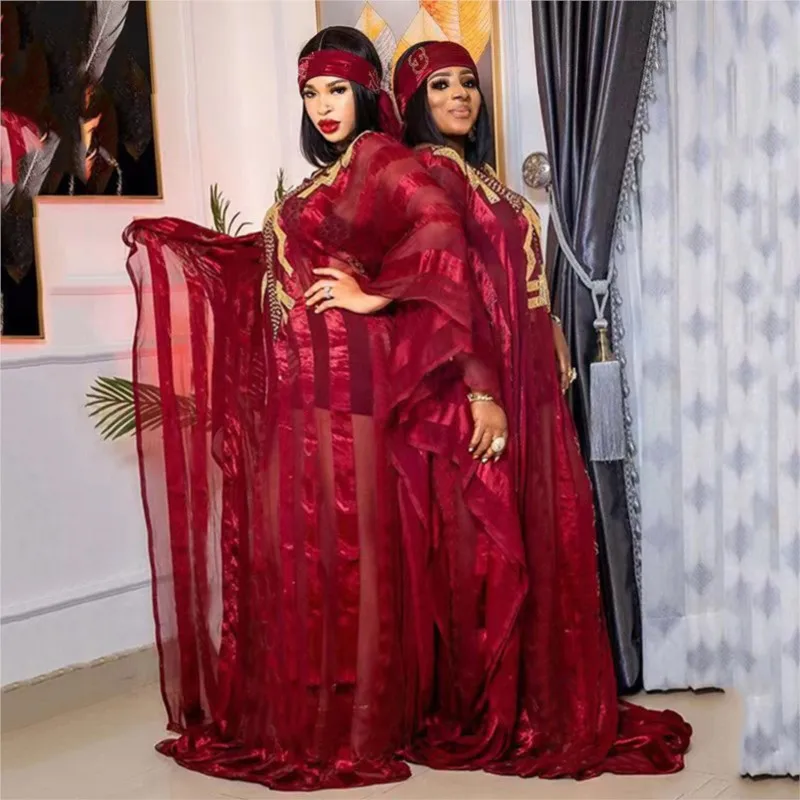Sieviešu Gara Kleita Musulmaņu Tērpu Āfrikas Valstu Kostīms, Sarkana Šifona Gludināšanas Rhinestone Zaudēt Kleitas Odere 2023 Vasaras Vestidos