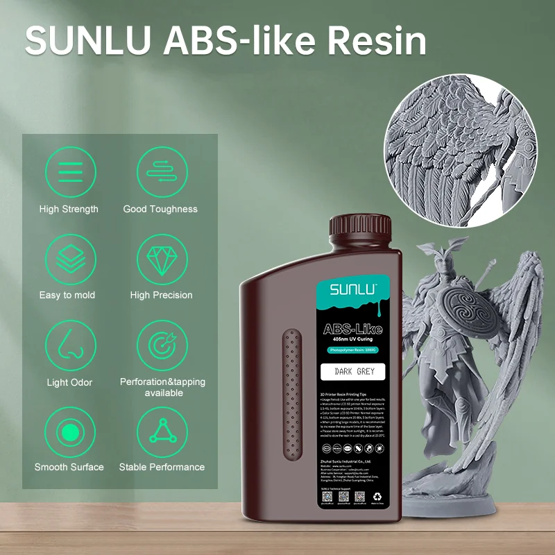 SUNLU ABS-Piemēram, Sveķu 10 KG UV 405nm Photopolymer LCD Printeri, Šķidrums Var Dziļurbuma Apstrādāti Iekšējām Vītnēm Zemu Smarža, Augsta Cietība