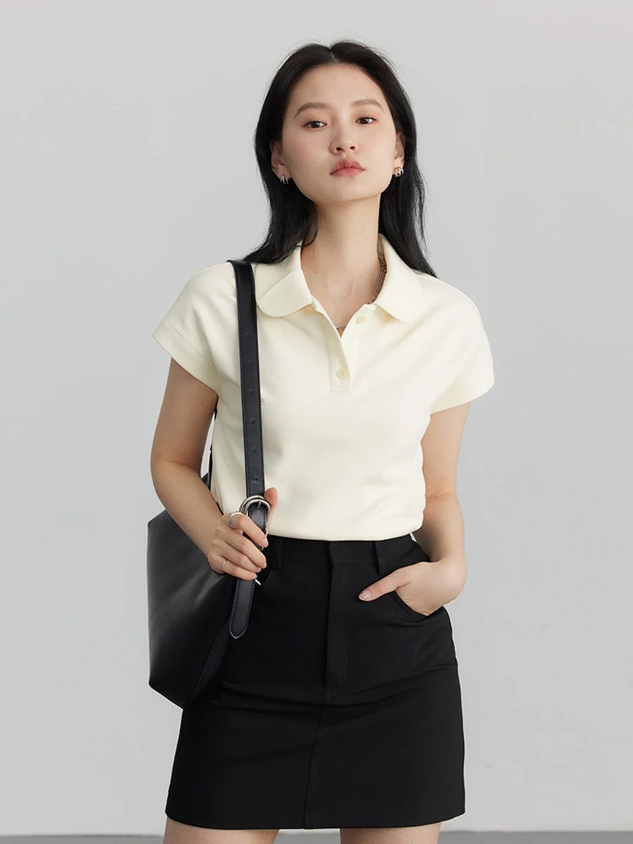 ŠIKS VEN Sieviešu T-krekli korejas Cietā Īsām Piedurknēm Džemperis Topi Vienkāršu Gadījuma Moderns Tees Birojs Dāmu Apģērbu Vasaras Jauno 2023