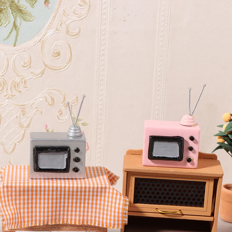 1:12 leļļu Namiņš Miniatūras Televīzija, Mini Vintage TV Modeli, Mēbeles, Dekori, Rotaļlietas Lelle Māja Dzīvojamā Istaba Guļamistaba Piederumi