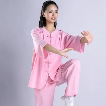 Chenjiagou īsām piedurknēm Tai Chi apģērbu elpojošs cīņas mākslas apģērbs sieviešu tai chi boksa apģērbu prakses apģērbi