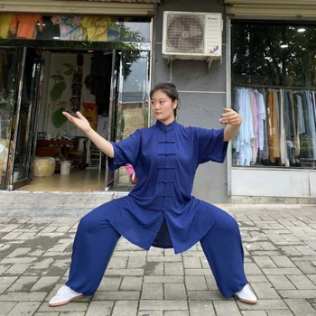 Profesionālās Tai Chi Cietā Kokvilnas 6 Krāsu Augstas Kvalitātes Wu Shu Kung Fu Apģērbs Bērniem Pieaugušo Cīņas Mākslas Wing Chun Uzvalks