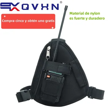 QVXN-Bolsa táctica portátil walkie-talkie con sistema MOLLE,nailon de 1000D para interfono portátil, para caza o acampad